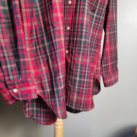Vintage 60s 70s Pendleton Wool Plaid Button Down Shirt Mens Medium Red USA - Picture 6 of 10